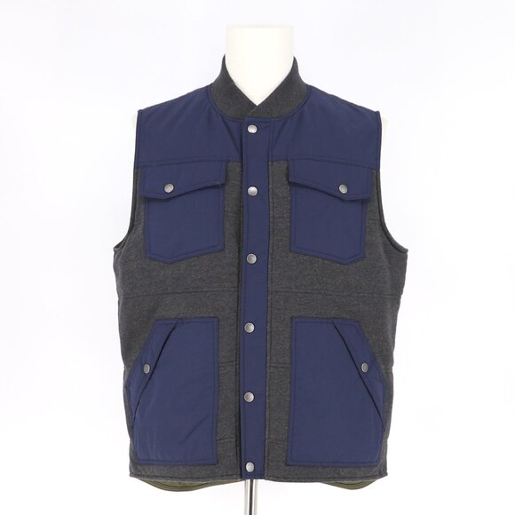 NWT L.L.BEAN Vintage Men's Quilted Utility Insulated Vest Navy Gray Size L - Picture 1 of 6